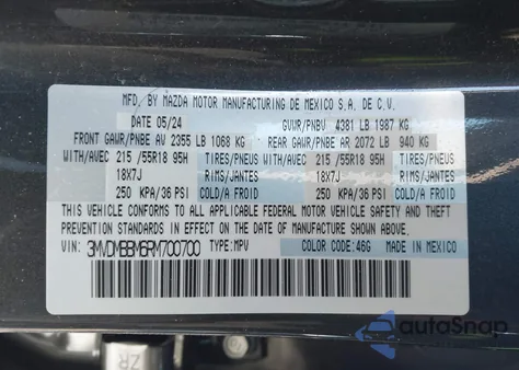 2024 Mazda Cx-30 2.5 S Select Sport z USA, uszkodzony, nr VIN 3MVDMBBM6RM700700